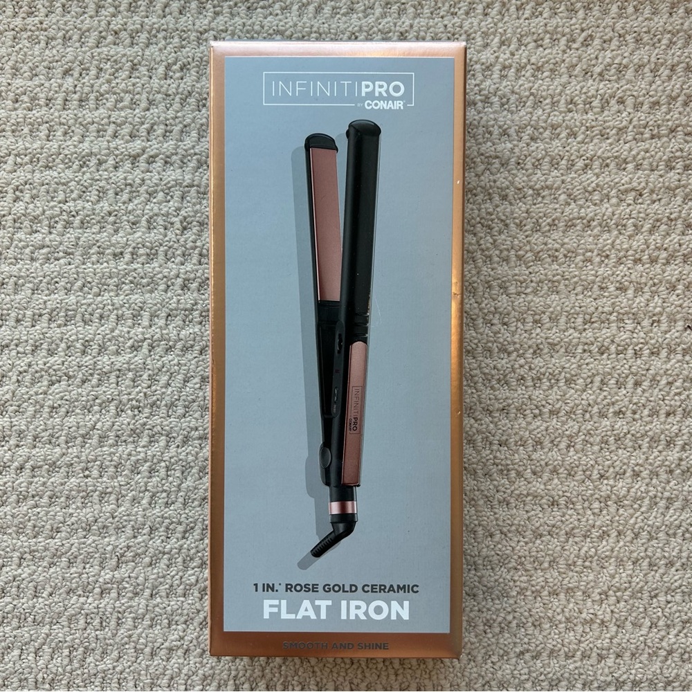 Conair InfinitiPro 1-inch Rose Gold Ceramic Flat Iron Straightening Iron